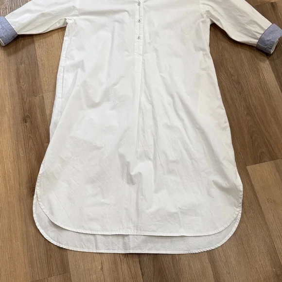 Mer-Sea Essential Collar Shirt Dress White Casual Midi Long Sleeve Small/Medium - Picture 6 of 10